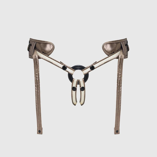 Strap On Velcro Closure Leatherette 2.0 Desirous Velcro Closure Strap On Harness Bronze