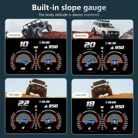 Digital OBD2 Instrument, Head Up Display, RPM Counter and Inclinometer for Car Dashboard Mount