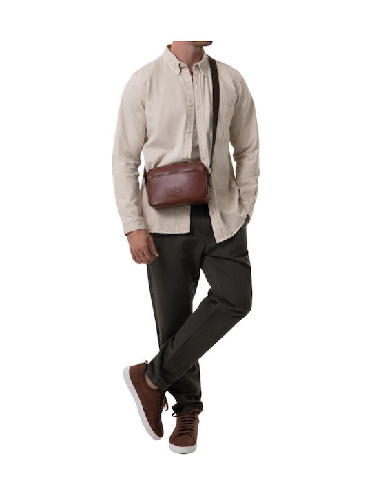 Geantă De Umăr / Tip Crossbody Pentru Bărbați Din Piele Maro