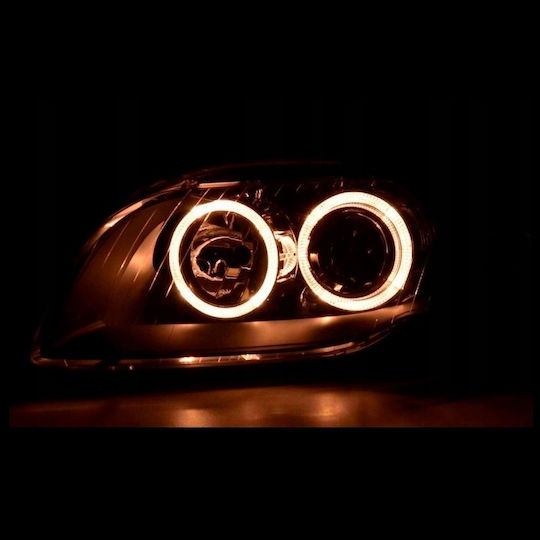Front Lights Set Audi A4 B7 04-08 Angel Eyes Black H7/H7 Depo Audi Dero