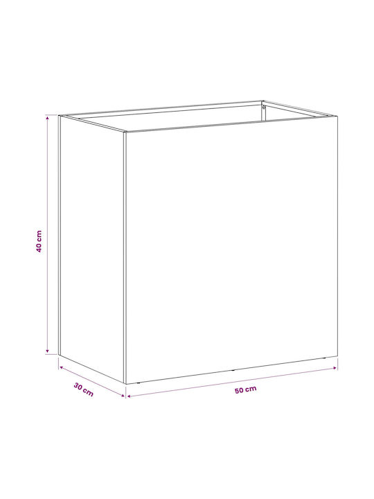 vidaXL Metallischer Silberner Blumentopf 50x30x40cm
