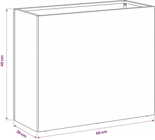vidaXL Ghiveci De Flori Metalic Alb 50x20x40cm