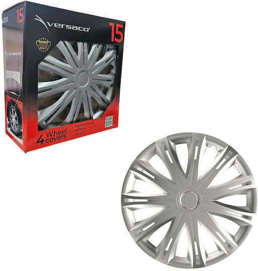 Versaco Satz Auto Radkappen 4 Stück 15" Silber Radkappen