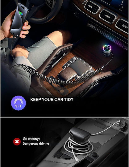 Joyroom Transmițător FM pentru mașină cu Bluetooth / Type-C