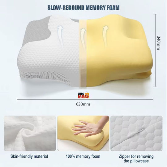 Pernă Medicală Cervicală din Spumă cu Memorie 34x60x13cm Albă