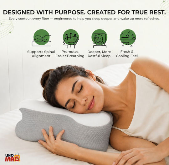 Pernă medicală pentru gât Memory Foam 62x37x9cm Gri