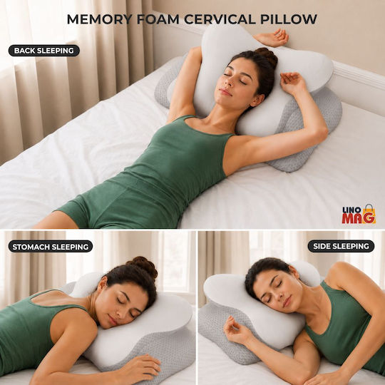 Pernă medicală pentru gât Memory Foam 62x37x9cm Gri