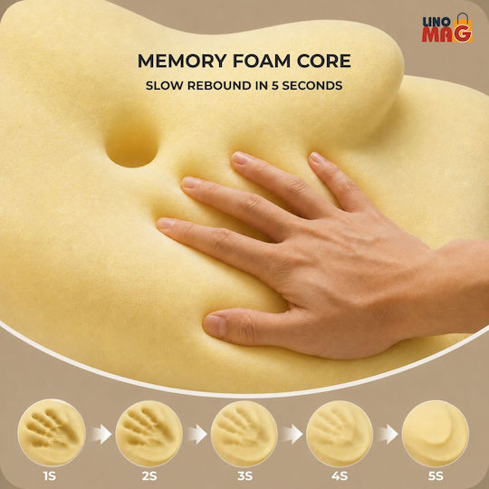 Pernă medicală pentru gât Memory Foam 62x37x9cm Gri