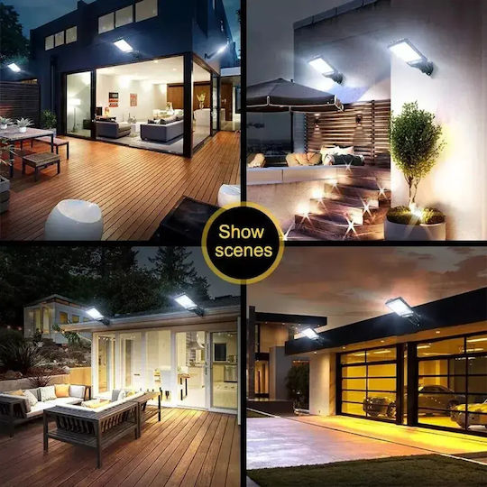 LED Set of 6 Wall Mounted Solar Lights Cold White 6500K with Motion Sensor, Photocell and Remote Control IP65