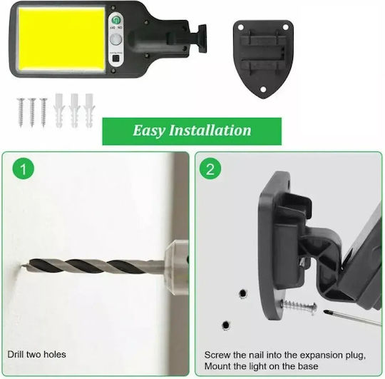 LED Set of 6 Wall Mounted Solar Lights Cold White 6500K with Motion Sensor, Photocell and Remote Control IP65