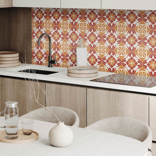 Symmetrical Floral Pattern Vinyl Floor Sticker 20x20x20 Cm