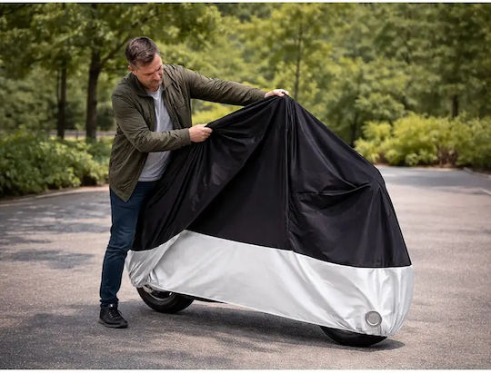 Waterproof Motorcycle Cover 230x130cm Uv Protection Silver Size L