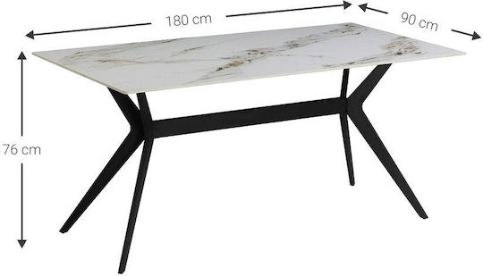 Powell Kitchen Table with Stone Surface White 80x80x75cm