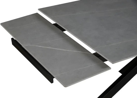 Duncan Masă Extensibilă cu Suprafață de Piatră Gri 160(+60)x90x75cm