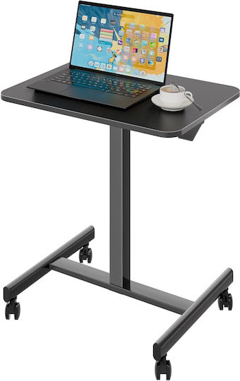 Bontec Wooden Desk Black with Metal Legs & Adjustable Height 65x48x72cm