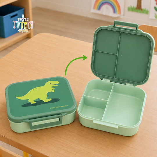 Offer A Little Lovely Company Bento Food Container 900ml & Stainless Steel Bottle 350ml Dinosaur