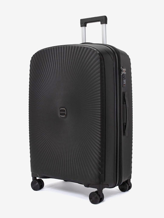 KREAL Großer Hartschalen Reisetrolley Schwarz Höhe 75cm