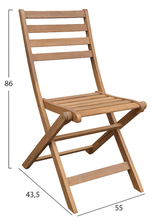 Outdoor Wooden Chair Muyen Natural 2 Pieces 45x54x85 cm