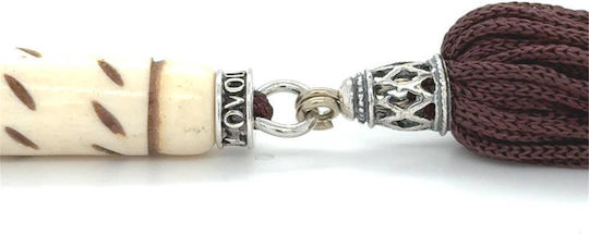 Kompologadiko Graven Worry Beads with 21 Beads from Camel Bone with Brown Tassel
