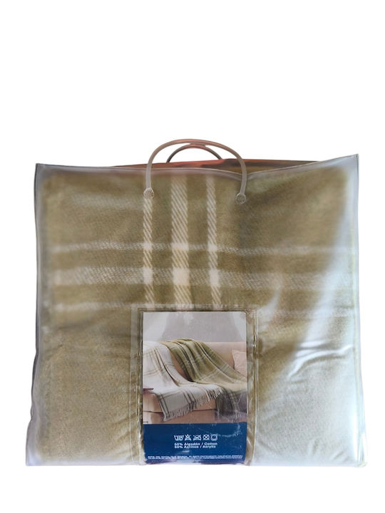 Manterol Casa Prisma Armchair Throw 140x170cm Olive/Ecru