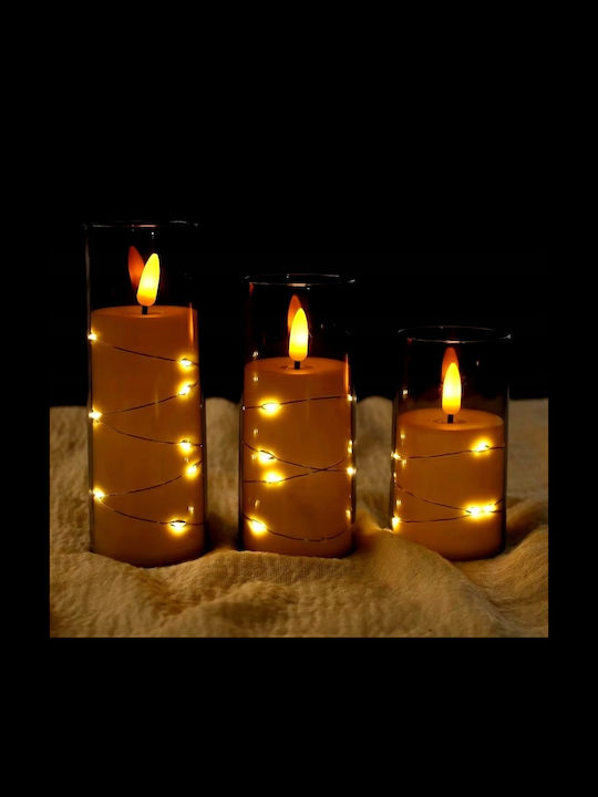 Christmas Plastic White Battery Candle 10cm
