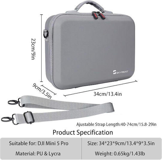 Skyreat Husă De Transport Pentru Bateria Telecomenzii Neagră Pentru DJI Mini 5 Pro 34x9x23cm