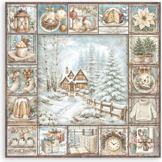 Hârtie Materiale Pentru Scrapbooking 22 Bucăți 30.5×30.5cm Stamperia White Christmas