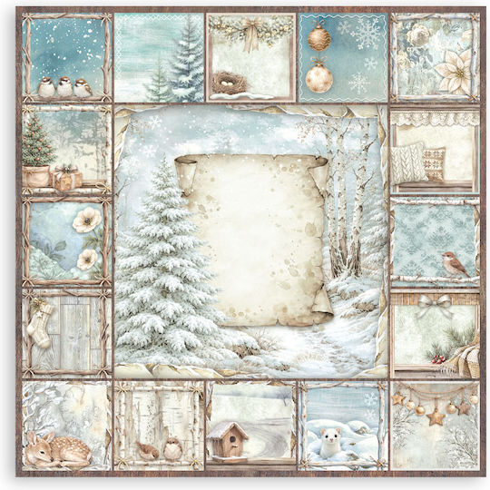 Hârtie Materiale Pentru Scrapbooking 22 Bucăți 30.5×30.5cm Stamperia White Christmas