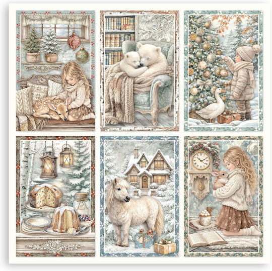 Scrapbooking-Zubehör 22 Stück 20,3×20,3cm Stamperia Weißer Weihnachten