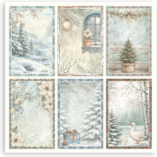 Scrapbooking-Zubehör 22 Stück 20,3×20,3cm Stamperia Weißer Weihnachten