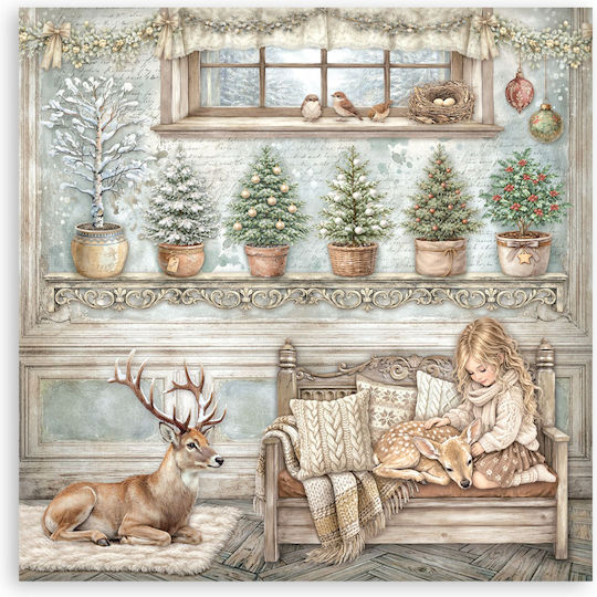 Scrapbooking-Zubehör 22 Stück 20,3×20,3cm Stamperia Weißer Weihnachten