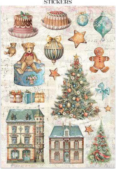 Junk Journal Αυτοκόλλητα Cut-outs Backgrounds Winter Magic