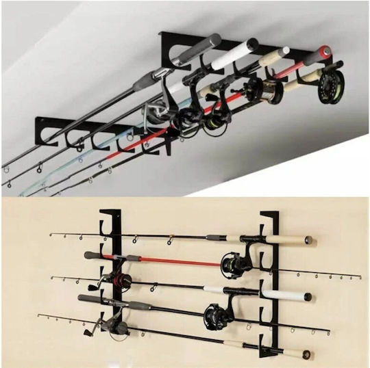 Organizator pentru 5 undițe Zola Metal Montare pe perete Accesorii de montare incluse 40 × 6.1 Cm Negru