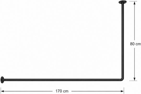 MRShome DC-022170B Shower Curtain Rod Corner Black 80cm