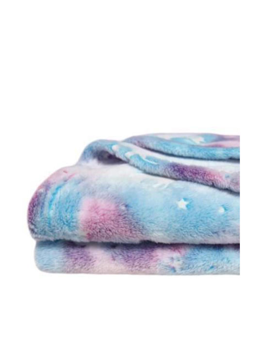 Mia Home Fleece Kinderdecke Leuchtende Einhorn Decke 200x150cm