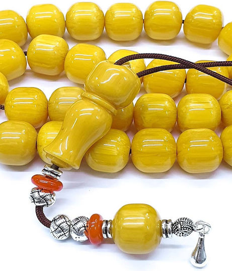 Roloi Komboloi Worry Beads with 33 Beads Made of Mastic Length 44cm Yellow