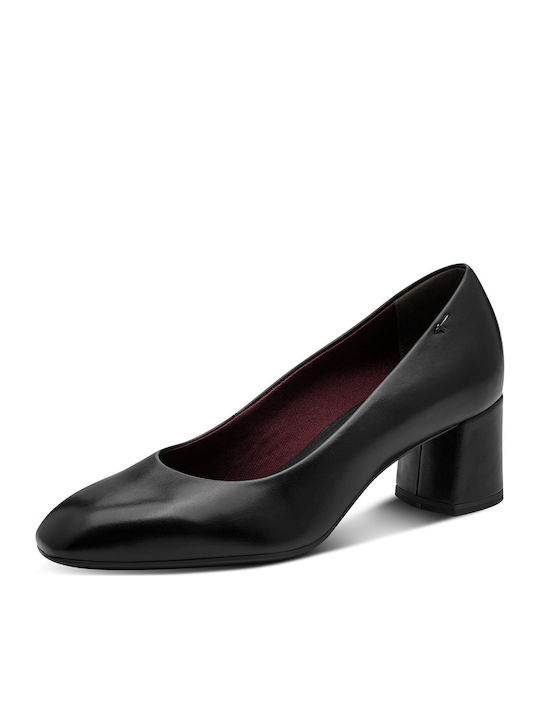 Leather Heels with Mid Heel Black
