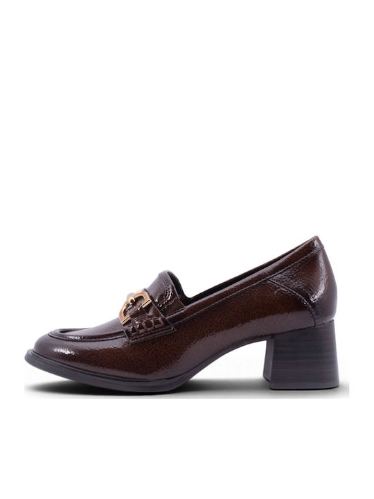 Patent Leather Heels with Medium Heel Brown