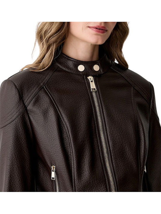 Marlene Γυναικείο Biker Jacket Καφέ