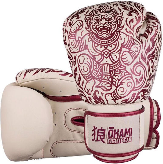 Okami Boxing Gloves Made of Synthetic Leather for Competition Beige