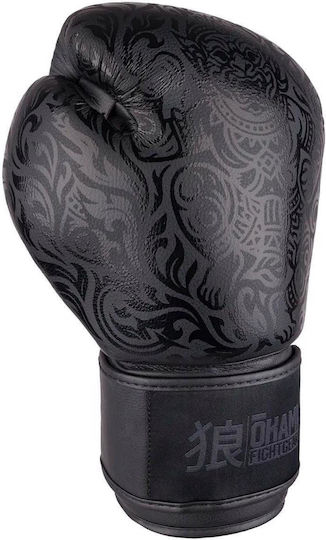 Okami Boxing Gloves Made of Synthetic Leather for Competition Black