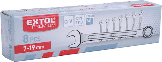 Set 8 Chei Poligonale Germane Combinație 7-19mm Extol Premium 6319 Crv Kit
