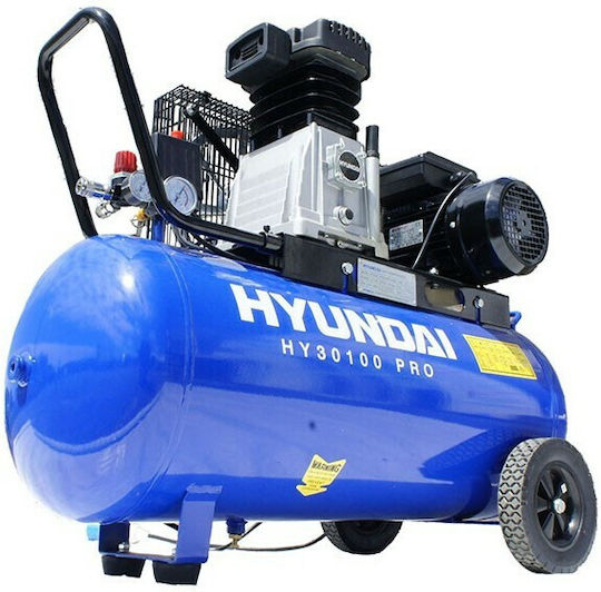 Hyundai H100l Single-Phase Air Compressors with Power 3hp and Airtank 100lt 67B06
