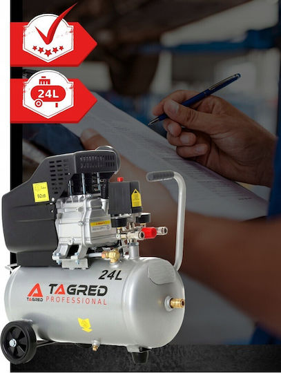 Tagred Cu o singură fază Compresor de aer 95dB cu Putere 3.4hp și Rezervor de aer 24lt