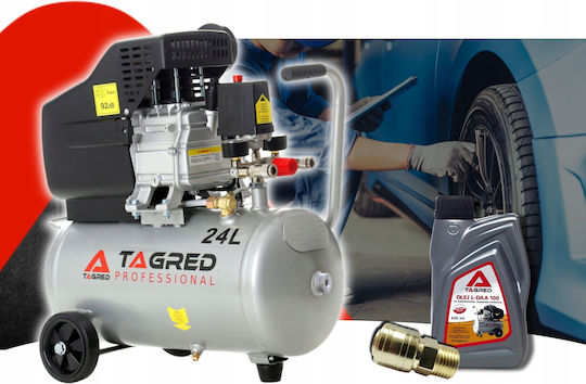 Tagred Cu o singură fază Compresor de aer 95dB cu Putere 3.4hp și Rezervor de aer 24lt