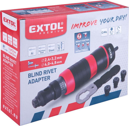 Αντάπτορας Πριτσινωτήρα Δράπανου Extol Premium 8813752 Crmo 2.4-4.8 Mm
