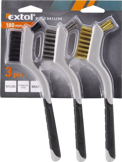 Set 3 Small Wire Brushes 180mm Extol Premium 8803901