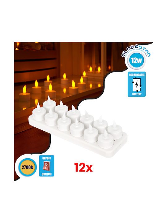 GloboStar Decorative LED Light Warm White 2700K Candle 12pcs 62x33.5x42cm