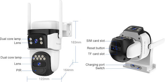 Vstarcam BG621DR IP Surveillance Camera 4G Full HD+ 3MP Waterproof Battery with Microphone and 4mm Lens