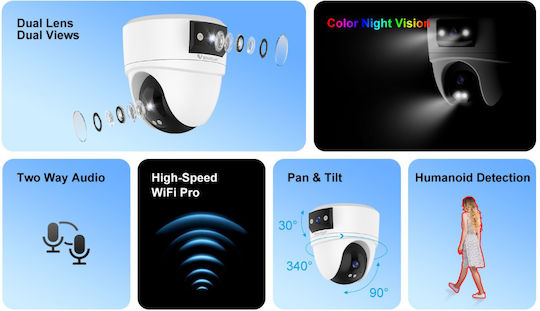 Vstarcam CS2DR IP Surveillance Camera Wi-Fi Full HD+ 3MP Waterproof with Two-Way Communication and Lens 4mm